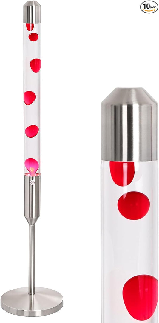 47.5-Inch Liquid Motion Lamp,Magma Lamp, Mood Relaxation Light，Suitable for Home Decoration, Living Room, Office, Bedroom, café (47.5 inch Clear Water red Wax/Silver)