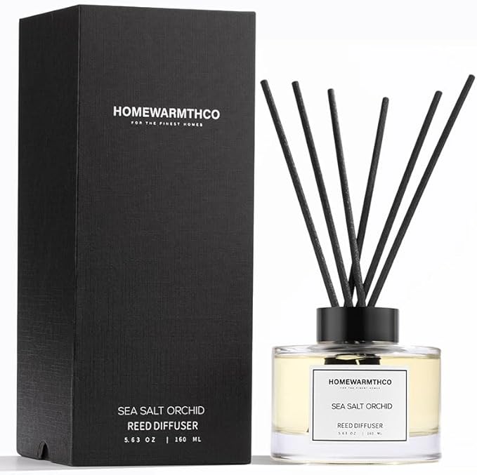 Sea Salt Orchid Reed Diffuser Set - Luxury Fragrance Reed Diffusers for Home, Office & Bathroom Décor - Long-Lasting Scent with Non-Toxic Oils (5.63 oz)