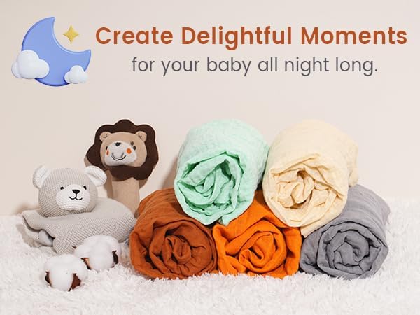 Muslin Crib Sheets for Boys Girls, 2 Pack 100% Cotton Soft Breathable Fitted Baby Sheet Set, 28x52 Inch Fits Standard Crib and Toddler Mattresses, Beige & Grey