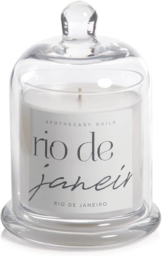 Zodax | Rio De Janeiro | Apothecary Guild Scented Candle Jar with Glass Dome | 68 Hour Burn Time