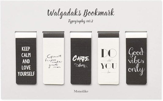 Monolike Magnetic Bookmarks Typography ver.2, Set of 5