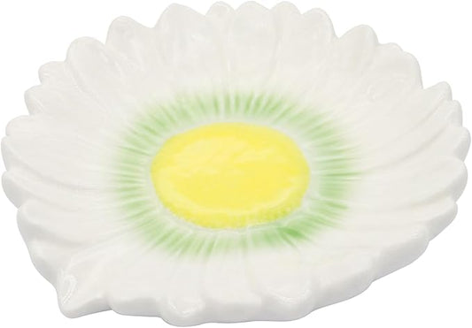 Self Draining Soap Dish Inspired by Daisy Flower Ceramic Waterfall Soap Dish Soap Savers for Bathroom,Shower,Bar Counter
