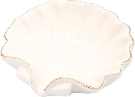 Seashell Style Ceramic Self Draining Soap Dish Waterfall Soap Dish Soap Savers for Bathroom,Shower,Bar Counter