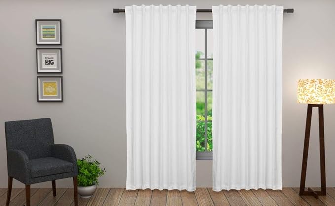 COTTON CRAFT White Curtain Window Panel Drapes - Set of 2 - Thick Cotton Duck Fabric Reverse Tab Top Window Treatment - Bonus Tie Backs - Clean Crisp Elegant Look - Bedroom Living Room - 50 W x 84 L