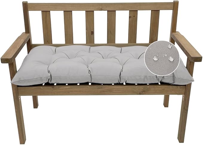 Outdoor Bench Cushion, Waterproof Swing Cushion Bench Seat Cushion, Swing Chair Replacement Seat Pads Cushion Pillow for Lounger Garden Furniture Patio Metal Wooden Bench (Light Grey, 59x20in)