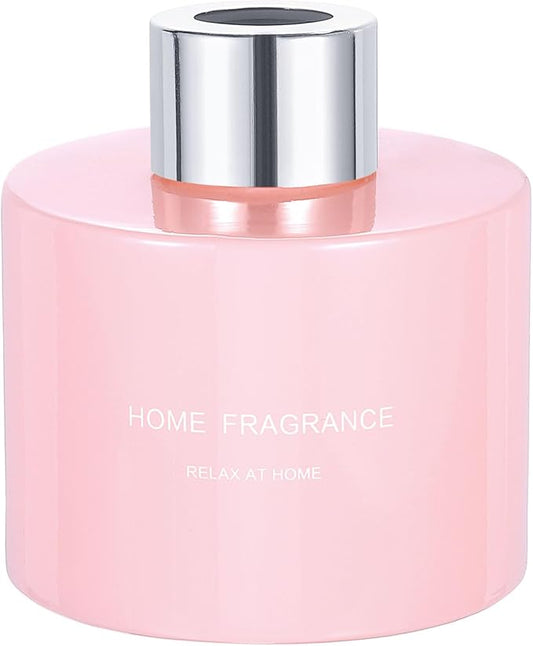 HARFINGTON Empty Glass Diffuser Bottle 140ml/4.7oz Refillable Fragrance Accessories Aromatherapy Jar Container for Replacement Reed Diffuser DIY Home Bathroom Pink with Silver Tone Cap