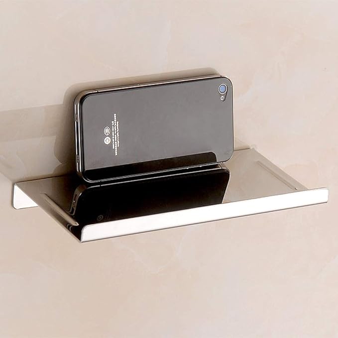 Aothpher Wall Mounted Stainless Steel Bathroom Toilet Phone Holder Shelf,Chrome Mirror Polished and Anti-Slip Style