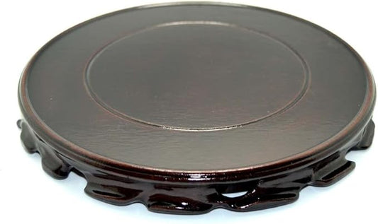 Rosewood Stand Oriental Style, Vase Stand, Fish Bowl Stand, Multiple-purpose Display Stand (Diameter 8” – Height 1” (Dia 20cmx2.5cm), Black)