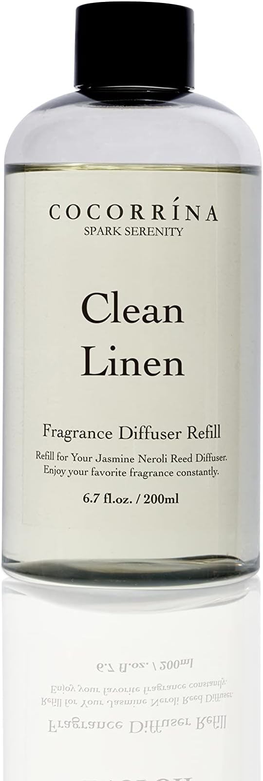 Cocorrína Clean Linen Scented Reed Diffuser Oil with 8 Sticks Fragrance for Bedroom, Bathroom, Oil Diffuser, Home Décor, 6.7 oz. (200 ml)