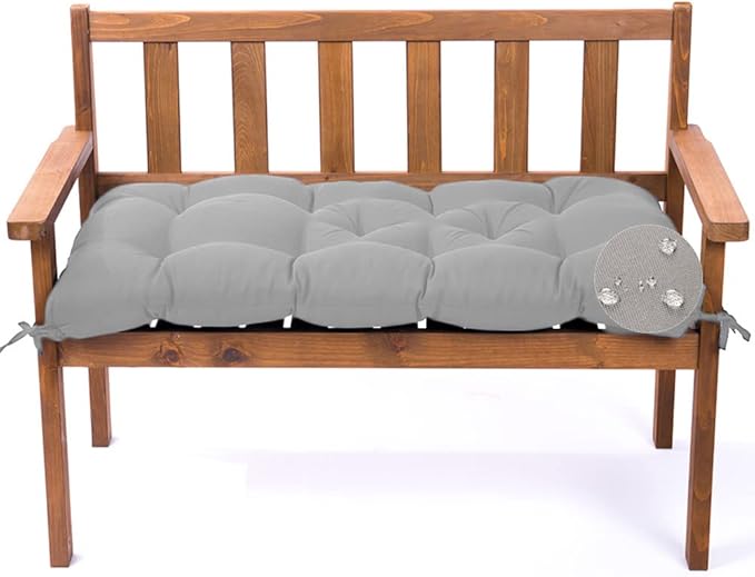Outdoor Bench Cushion, Waterproof Swing Cushion Bench Seat Cushion, Swing Chair Replacement Seat Pads Cushion Pillow for Lounger Garden Furniture Patio Metal Wooden Bench (Light Grey, 47.24x20in)