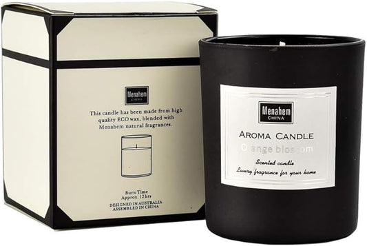 Natural Scented Candle,Aroma Candle Gift,Geranium & Basil Perfume Handmade Soy Wax in Glass Jar 12 Hours,Prefect for Meditation Stress Relief Mood Boosting (Black-Geranium)