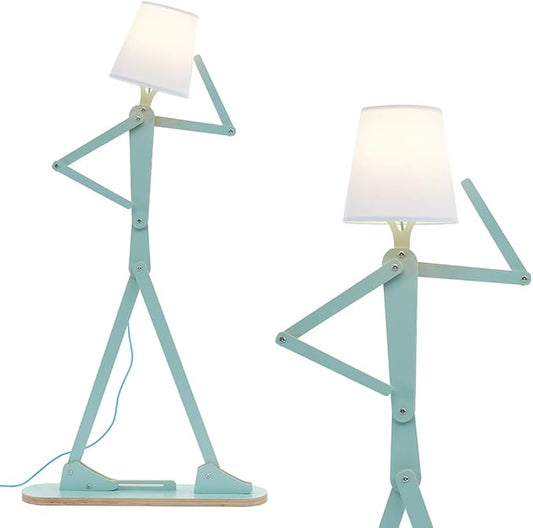 Cool Tall Decorative Floor Lamp Unique Aqua Blue Color Standing Adjustable Corner Reading Wood Lights for Living Room Kids Bedroom Office - LED Bulb Included (Green)