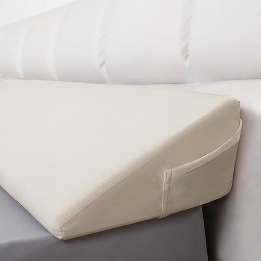 WdFour Bed Wedge pillow, close off Headboard, wall and Mattress Gap. incline, slanted sweat-proof pillow for neck and back pain relief anti-snoring for comfortable sleeping.(Beige,60Wx10Dx6H)