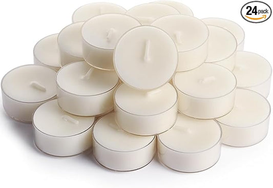 DEYBBY Natural Jasmine Scented Soy Wax Tealight Candles Bulk, Aromatherapy Luxury Tea Candle Set of 24-4 Hour Burning Great Gift