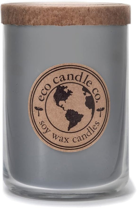 Eco Candle Co. Recycled Candle, Dirt, 26 oz. Double Wick - Scents of Fresh Garden Soil - 100% Soy Wax, No Lead, Kraft Paper Label & Lid, Hand Poured, Phthalate Free, Midwest Grown Soybeans