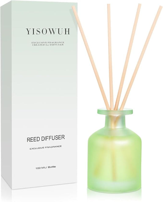Reed Diffuser - Jasmine Lily 3.38oz (100ml) 1 Pack Essential Oil Reed Diffuser Set with 8 Sticks, Long Lasting Fragrance for Home, Bathroom, Bedroom, Room, Decor