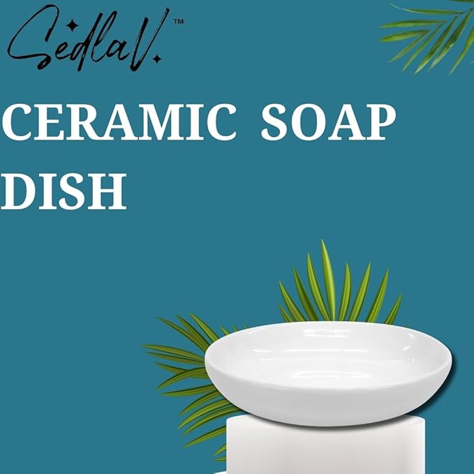 SEDLAV Ceramic Soap Dish, Soap Dish, Soap Holder, Bar Soap Holder, Bathroom Soap Holder (White)