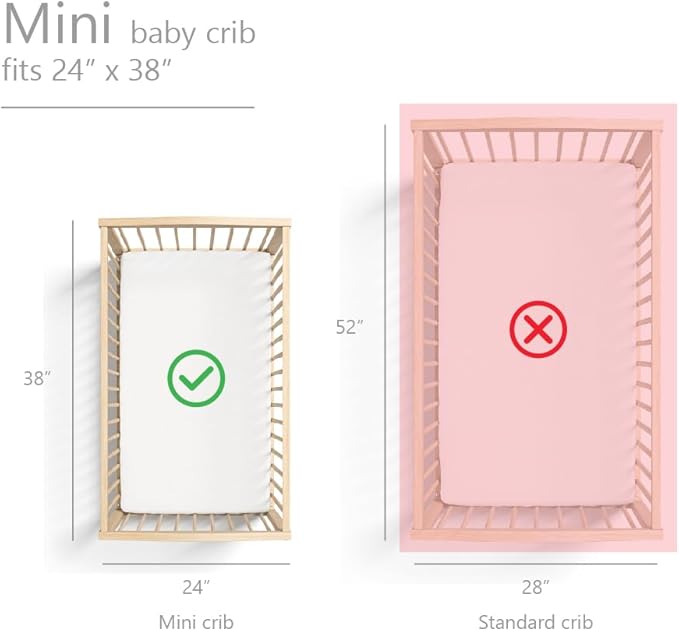 Denmark - Super Soft Muslin Mini Crib Sheets - 24'' x 38'' - 100% Organic Baby Crib Sheets for Boys and Girls (Rainbows)