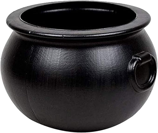 PMU 18 Inch Halloween Black Cauldron Kettle, Halloween Black Plastic Witch Cauldron Kettle, Party Decorations, Indoor & Outdoor, Favor Decoration Pkg/1