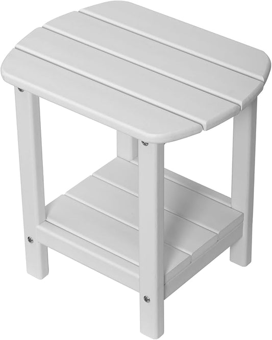 nalone Adirondack Side Table 16.5" Outdoor Side Table HDPE Plastic Double Adirondack End Table Small Table for Patio (White)