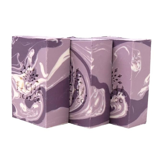 Pacha French Lavender Bar Soap 3 Pack | Premium, Handcrafted with Hydrating Coconut Milk | Natural Face Wash, Hand Cleanser, Body Wash | Soothing with Essential Oils | 4 oz