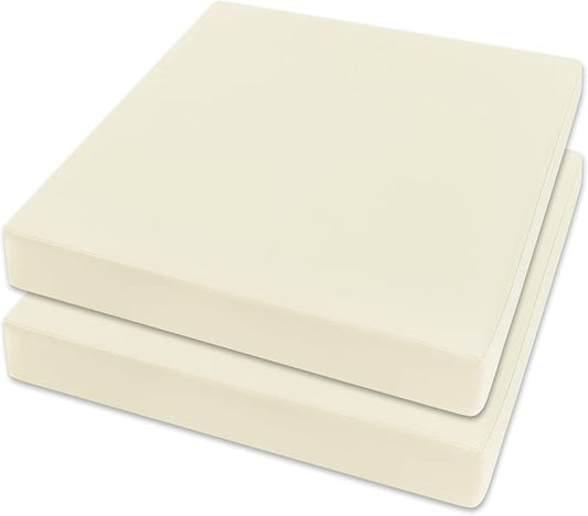 Topotdor Patio Chair Cushions Set of 2,Waterproof Outdoor Chair Cushions with Fade Resistant Removable Cover with Adjustable Straps for Patio Furniture Garden Sofa Couch,17.6"x16"x3" Beige
