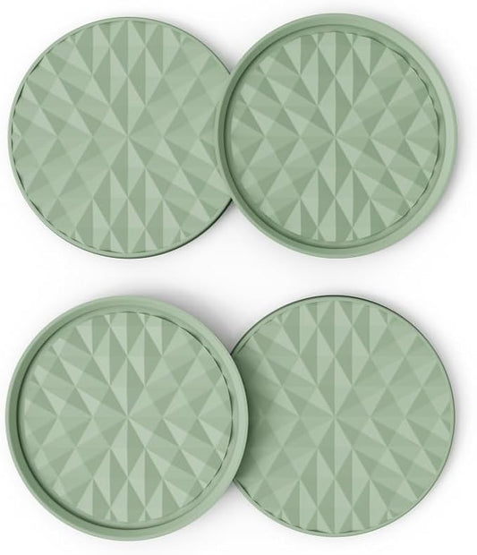 Silicone Coasters for Drinks[4 Pack]- Cup Mat for Tabletop Protection-Non-Slip, Non-Stick, Coffee Table Decor, Great Gift for Any Occasion, Sage Green