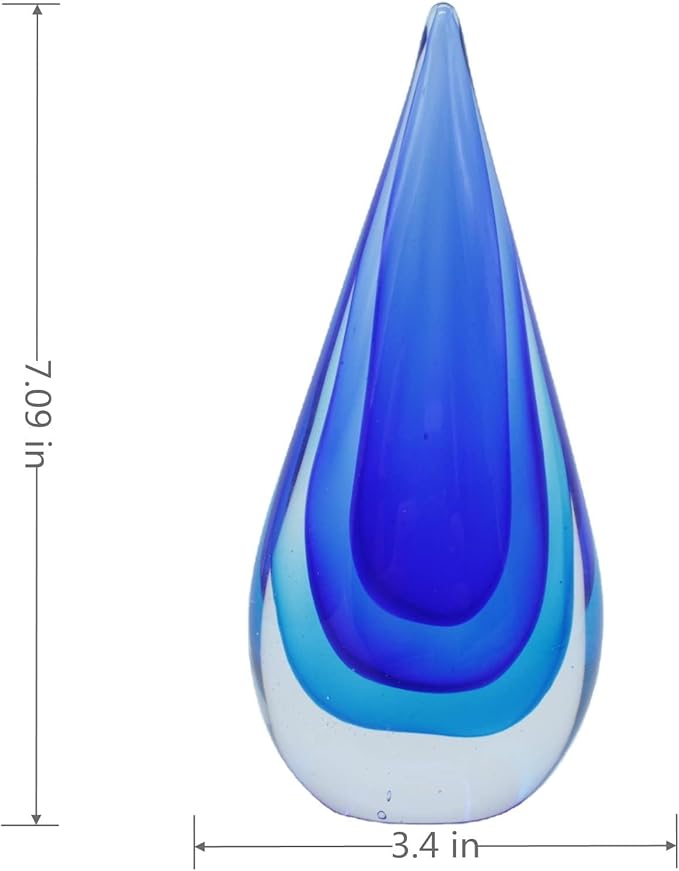 Hand-Blown Glass Decor - Murano-Style Glass Statue and Figurine, Blue