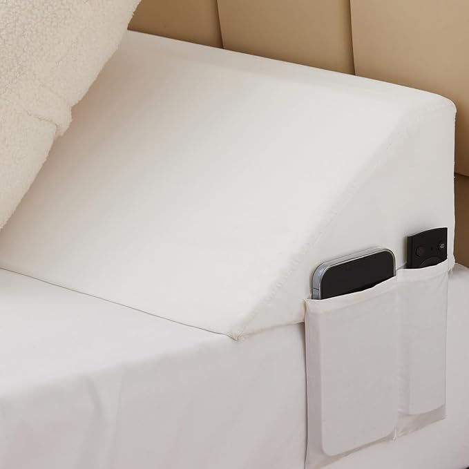 King Wedge Pillow Headboard, Bed Wedge Pillow for Headboard, Foam Headboard Pillow, Bed Gap Filler King - Fill The Gap (0-7") Between Headboard and Mattress (White, 76"x10"x6")