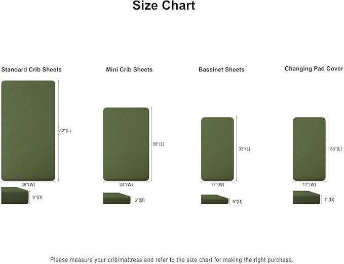 Muslin Bassinet Sheet for Baby Boy and Girl-2 Pack 17"x 33" Soft Bedside Bassinet Sheets Fitted for Rectangle, Round, Oval, Hourglass Mattress-Neutral Boho Olive Green & Beige Colors