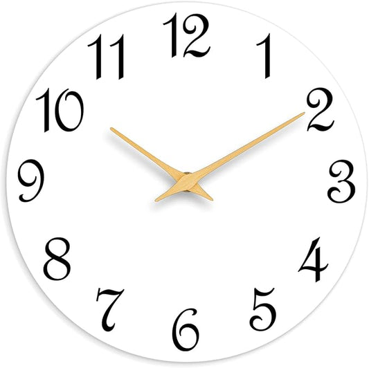 Wall Clock, 8 Inch Modern Wall Clocks Battery Operated, Small Silent Non Ticking Clock Decorative for Kitchen, Bathroom, Bedroom, Desk, Bookshelf (White)