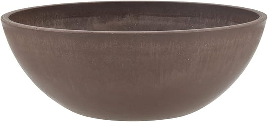 PSW Pot Collection M20C 10-inch Plastic/Stone/Wood Composite Low Bowl Planter – No Drainage Hole (Drillable), Shallow Indoor/Outer Pot for Succulents, Bonsai, Fairy Gardens, Herbs, Chocolate