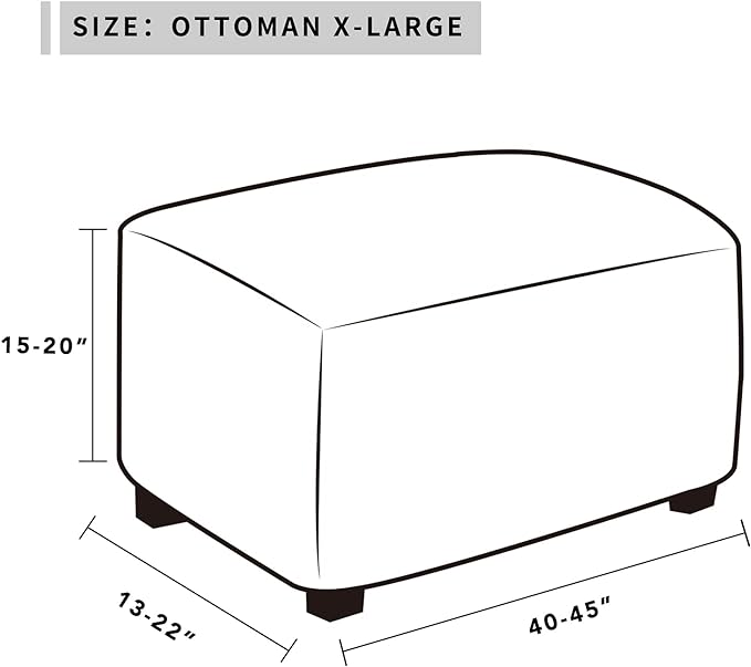 Easy-Going Stretch Ottoman Cover Folding Storage Stool Furniture Protector Soft Rectangle slipcover with Elastic Bottom(Ottoman X-Large,Natural)