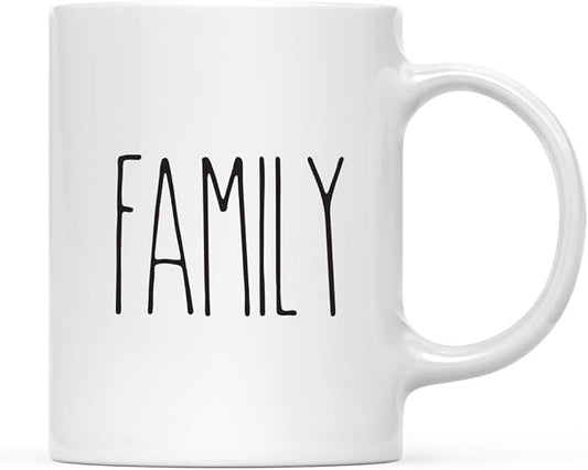 Andaz Press Simple Rustic Farmhouse Kitchen Decor 11oz. Ceramic Coffee Tea Mug, Family, 1-Pack, Includes Gift Box, Minimalist Birthday Christmas Ideas