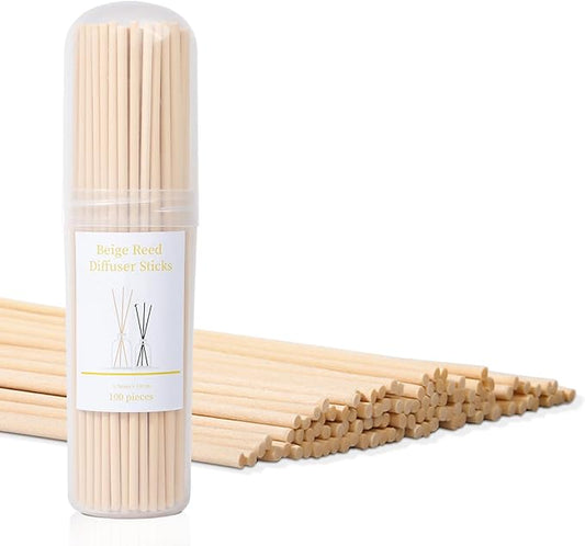 Reed Diffuser Sticks - Reed Sticks -Diffuser Refills - Natural Essential Oil Aroma Diffuser Sticks Rattan Wood Replacement for Aroma Fragrance 100 PCS(19cm*3.5mm Beige Color)