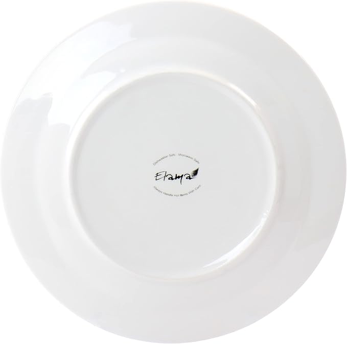 Elama Blue Crush 16 Piece Round Porcelain Dinnerware Set Mandala Paisley