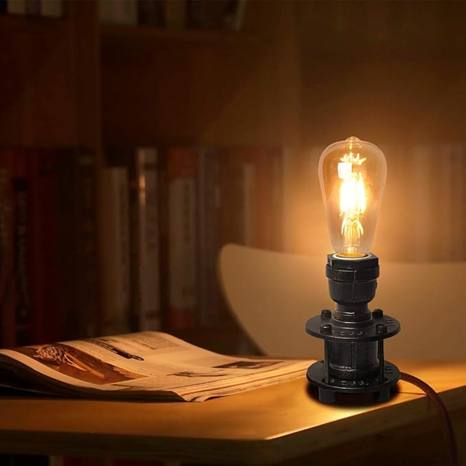 Industrial Table Lamp Base for Bedroom, Small Bedside Desk Lamps Vintage Rustic Farmhouse Mini Lamp Gold Metal Bronze Lights for Nightstand, Reading Room (No E26 Edison Bulb)