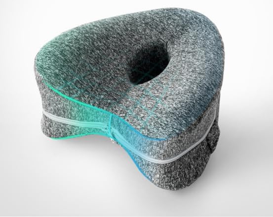 Knee Foam Support Pillow, Ergonomic Design, Knee Pillow for Side Sleepers, Memory Leg Pillow for Relieving Sciatica, Knee Support, Back Pain, Leg Support, Relieve Pain, Grey