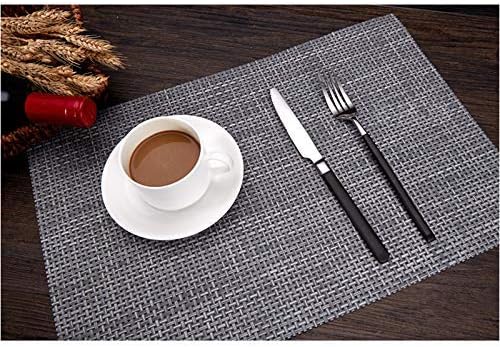 Zupro Placemats Set of 4 for Kitchen Dining Table Washable Braided Table Mats Heat-Resistant Placemats Non-Slip Woven PVC Vinyl Place Mats for Everyday use or Holidays Dinner BBQs 18"x12"(Grey