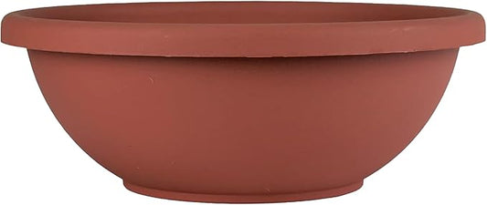 The HC Companies Shallow Planter with Drainage - Contemporary Garden Bowl Planter for Flowers, Herbs & More - Round Succulent Planter Pot for Indoors and Outdoors (20" Clay, Pack of 1)