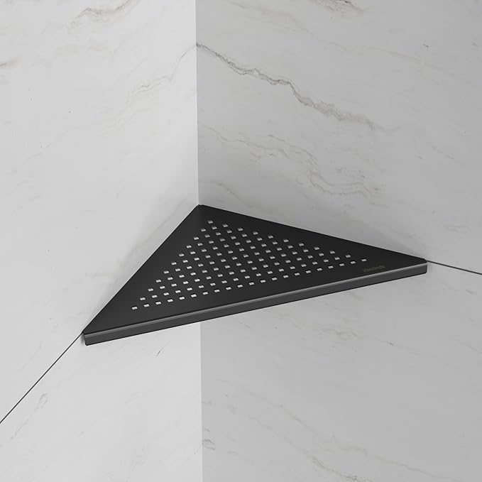 Neodrain 10 Inch Corner Matte Black Wall Shelf Set of 2, Floating Corner Shelves for Wall, 304 Stainless Steel Wall Storage Shelves for Bathroom,No Drilling