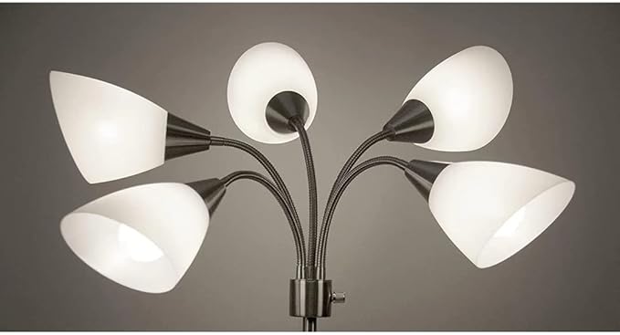 Adesso 7205-22 Multi-White Shade Floor Lamp, Adjustable Gooseneck Arms, Silver