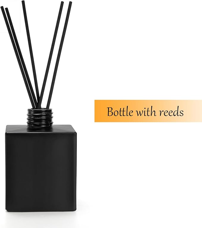 Yesland 6 Pack Perfume Reed Diffuser Bottle, 200ml/6.7oz Empty Refillable Essential Oil Bottles Glass with 60 Sticks, DIY Fragrance Diffuser Sets for Home Bathroom Office Decoration Gift, Black