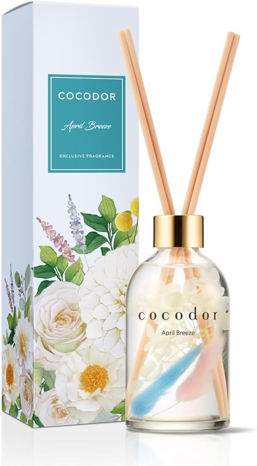 COCODOR Herbarium Reed Diffuser/April Breeze/6.7oz(200ml)/ Fragrance Scent Essential Oil Stick Diffuser Set for Bedroom Bathroom Home Décor