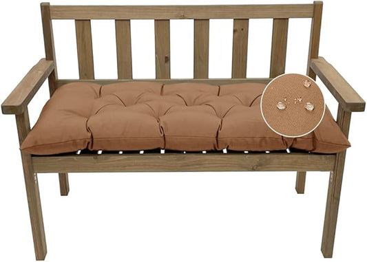 Outdoor Bench Cushion, Waterproof Swing Cushion Bench Seat Cushion, Swing Chair Replacement Seat Pads Cushion Pillow for Lounger Garden Furniture Patio Metal Wooden Bench (Khaki, 47.24x20in)