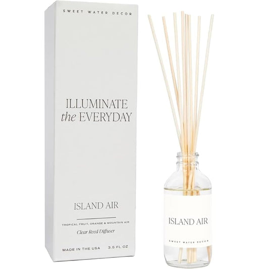 Sweet Water Decor Island Air Reed Diffuser Set | Tropical Fruits, Citrus, Sugar, Exotic Mountain Greens | Long Lasting | Summer Diffuser Oil