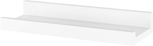 Natural Bamboo Floating Shelves Wall Mounted Rustic Wood Wall Shelves Wooden Wall Storage Organizer Home Decor Living Room Kitchen Bedroom (White,13.8 in)