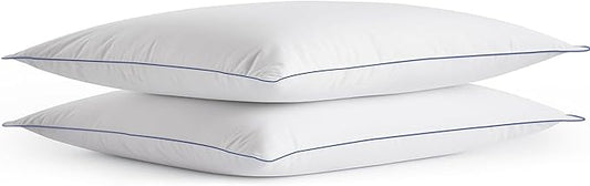 SILUI Extra Flat Soft Thin Pillows Standard Size Set of 2 Pack Bed Pillow with Down Alternative Fill for Side Back Stomach Sleepers, 20x26 Inches, White