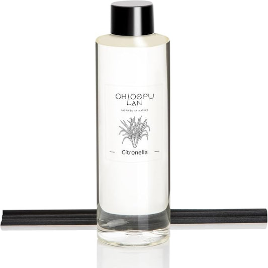 Chloefu LAN Citronella Essential Oil Diffuser Refill 6.76 fl oz Natural Oil - Best for SPA and Home, 0% Alcohol, Summer Camping Scented Oil for Patio, Garden, Balcony