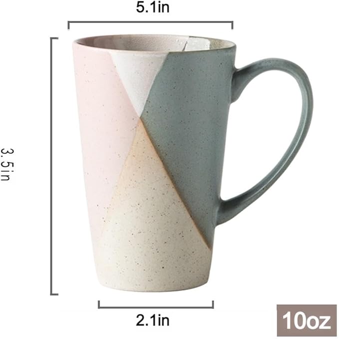 Ceramic Coffee Mugs, 10oz, Reduction Flame Craft, the Best Gift for Friends & Family, Handmade Pottery Mug, Vintage Tea Cups with Handle, Dishwasher and Microwave Safe. (Pink)